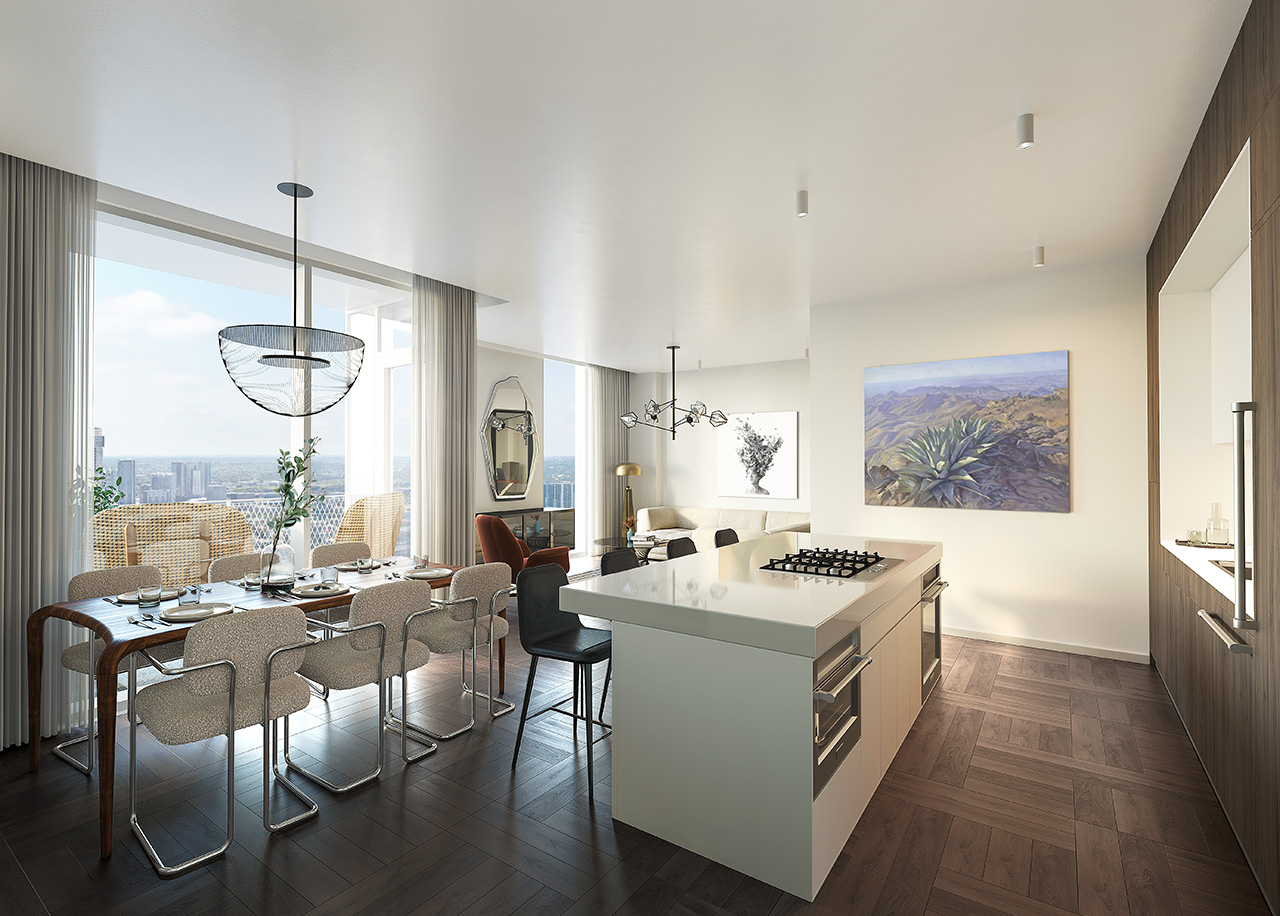 The Linden Residences Austin Texas Condo Tower Residence B1 Residence Kitchen Living