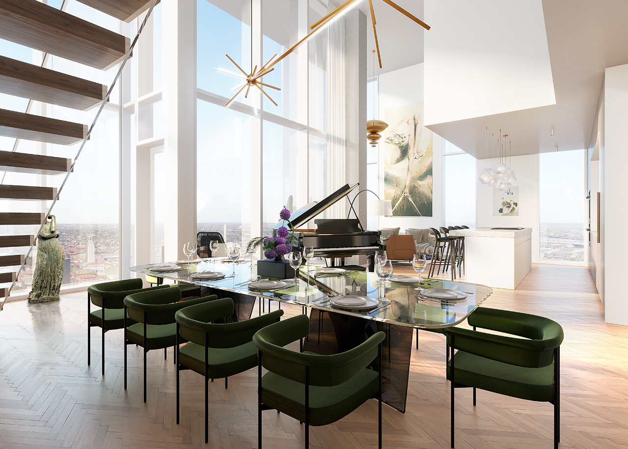 The Linden Residences Austin Texas Condo Tower Penthouse 3 Dining Room