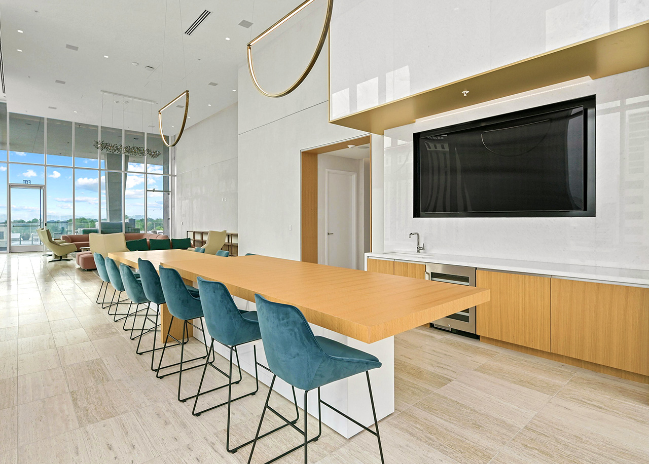 The Linden Residences Austin Texas Condo Tower Next Owners Lounge Kitchen Interior Amenities