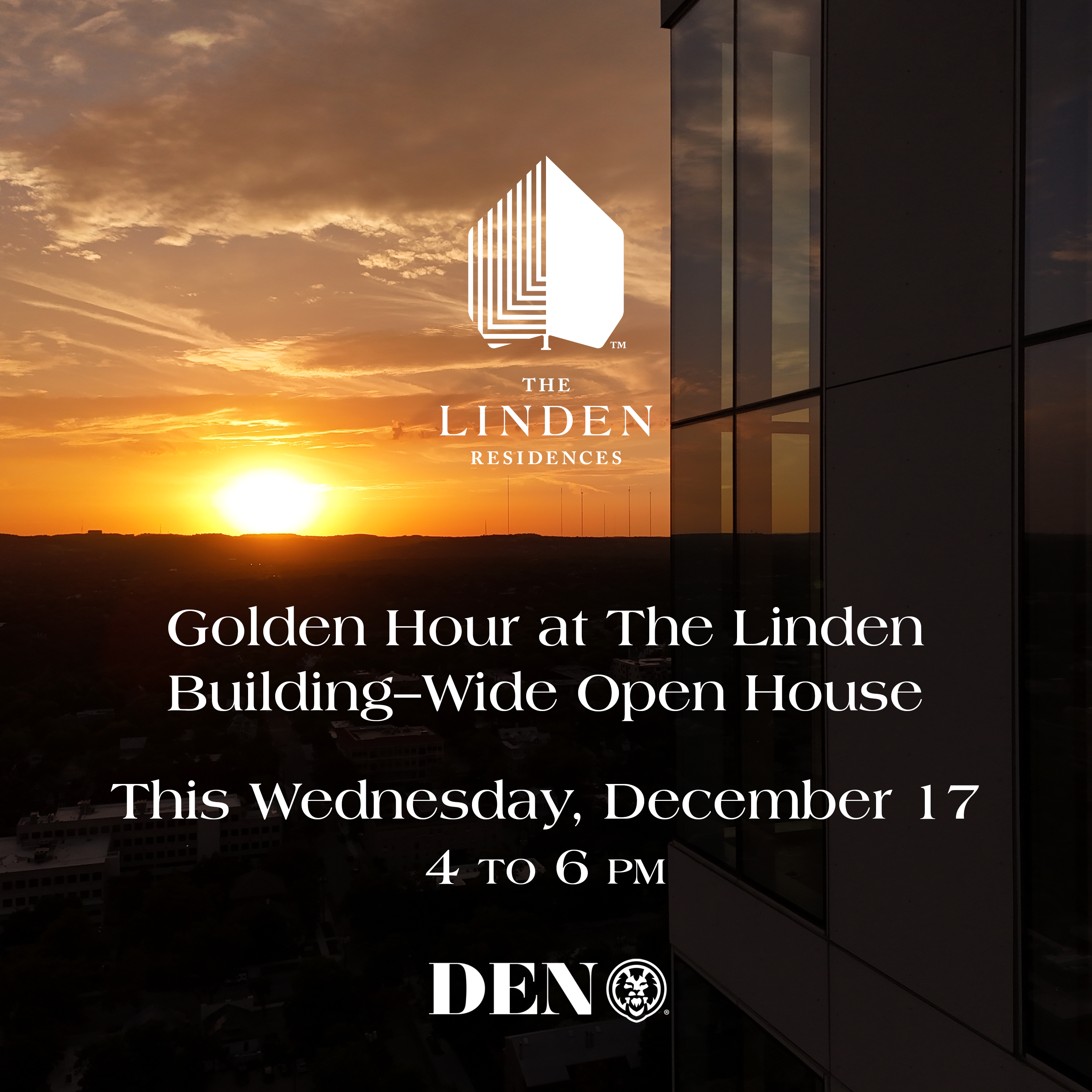 Golden Hour at The Linden Residences Sunset Over Austin, Texas